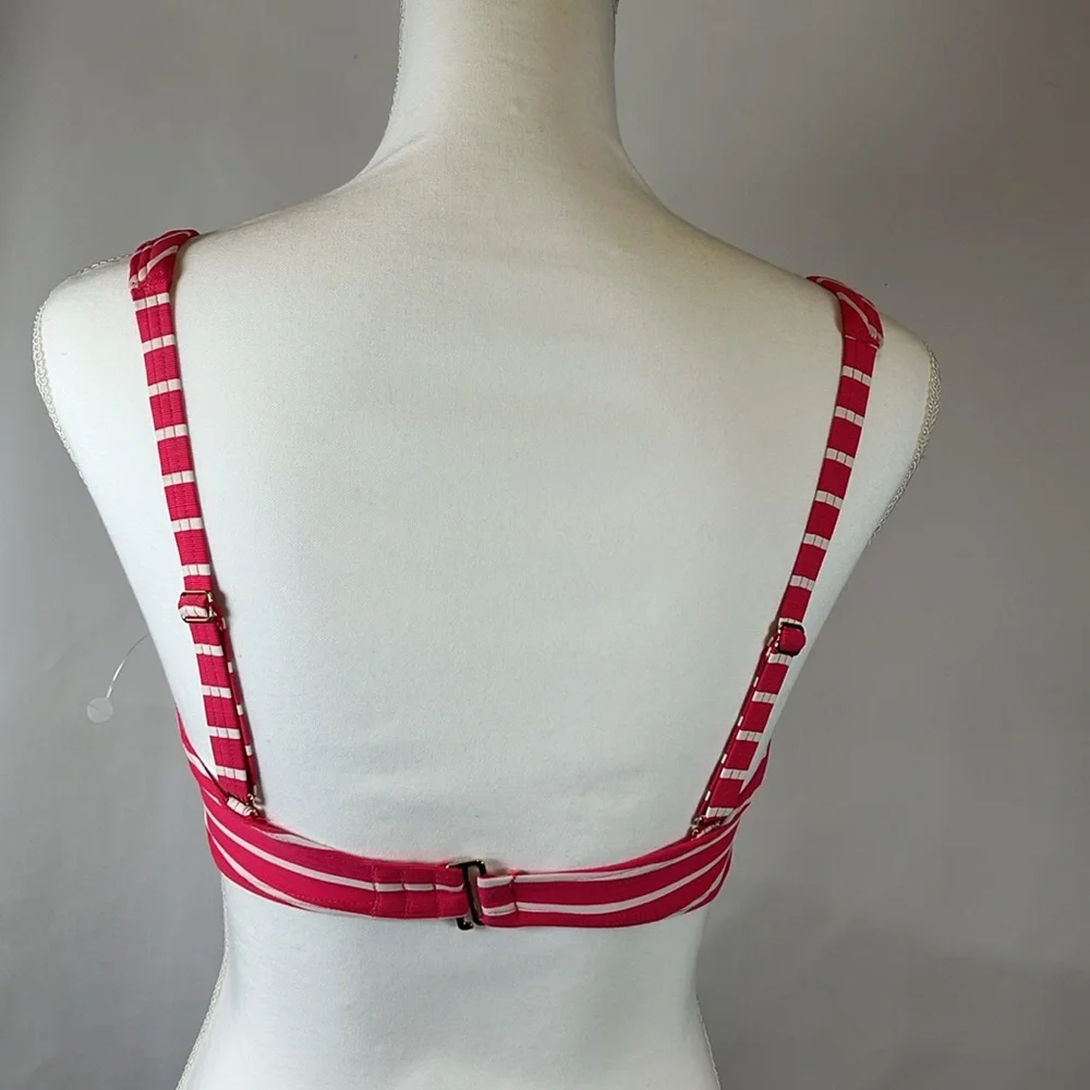 NWT-Sea level- Coral Striped V-Neck Bikini Top & High Waist Bottoms